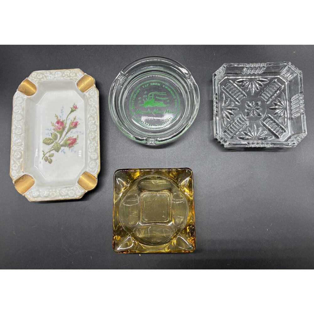 4 Glass / Porcelain Ashtray Lot Mid Century Modern Vintage 60s - 70s Rosenthale